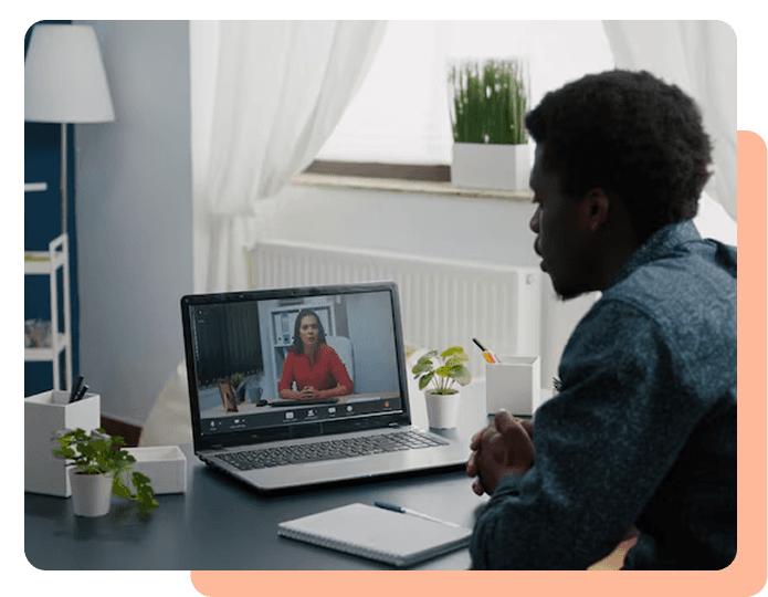 Student in online learning session